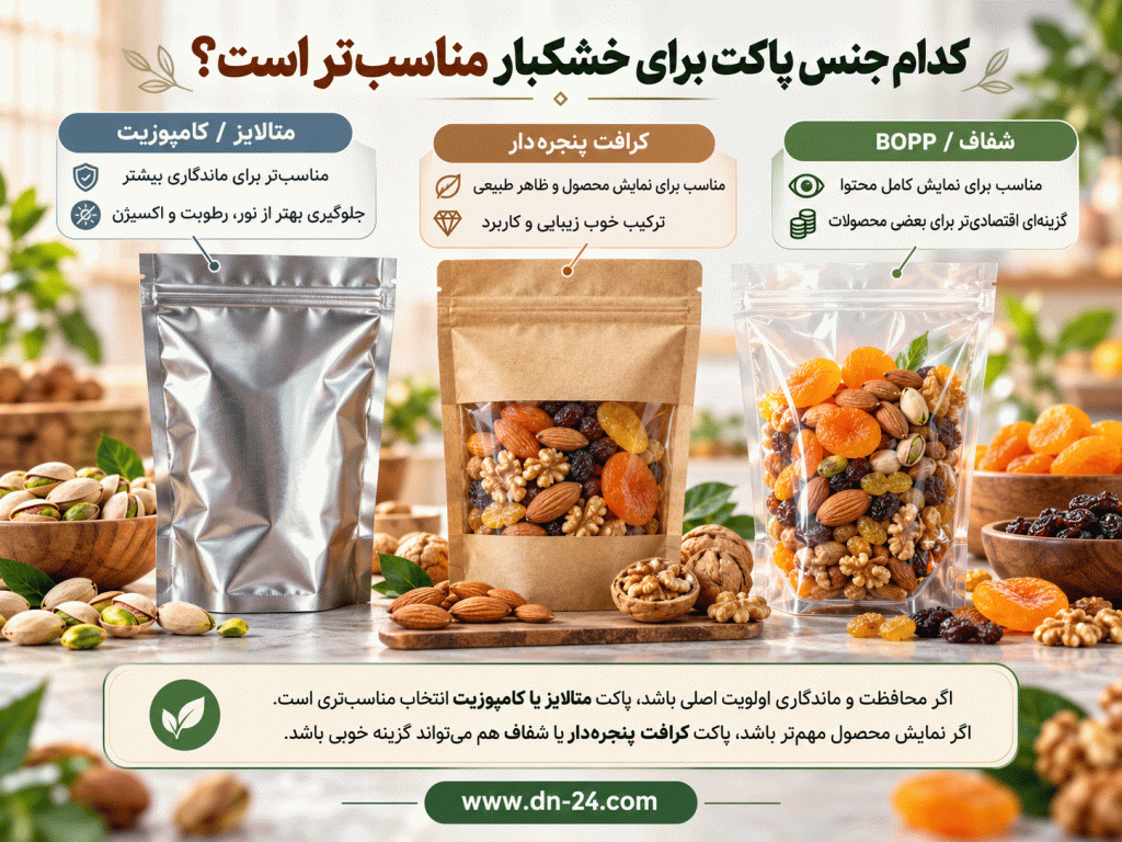 کدام جنس پاکت برای خشکبار مناسب‌تر است؟